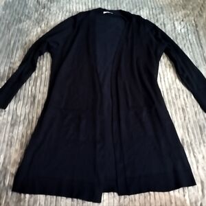 Women's 89th + Madison Size 2XL Navy Blue Open Knit Cardigan Long